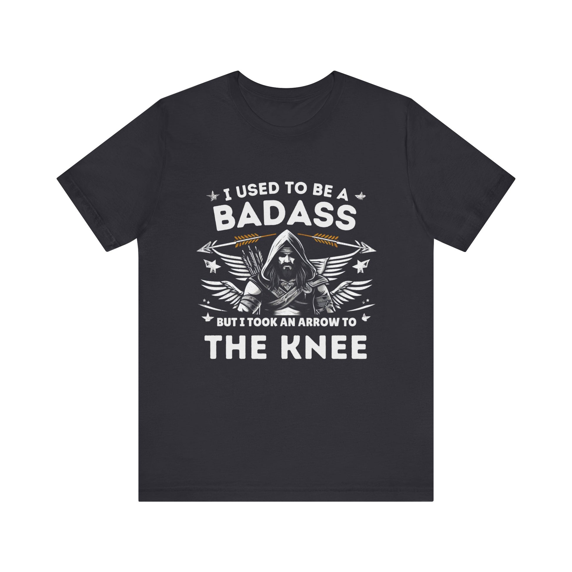 I Used to be a badass but I took an arrow to the Knee Tee Shirt |  Funny Unisex Short Sleeve Tee | Funny Gamer Shirt | Skyrim Style Gamer - CrazyTomTShirts