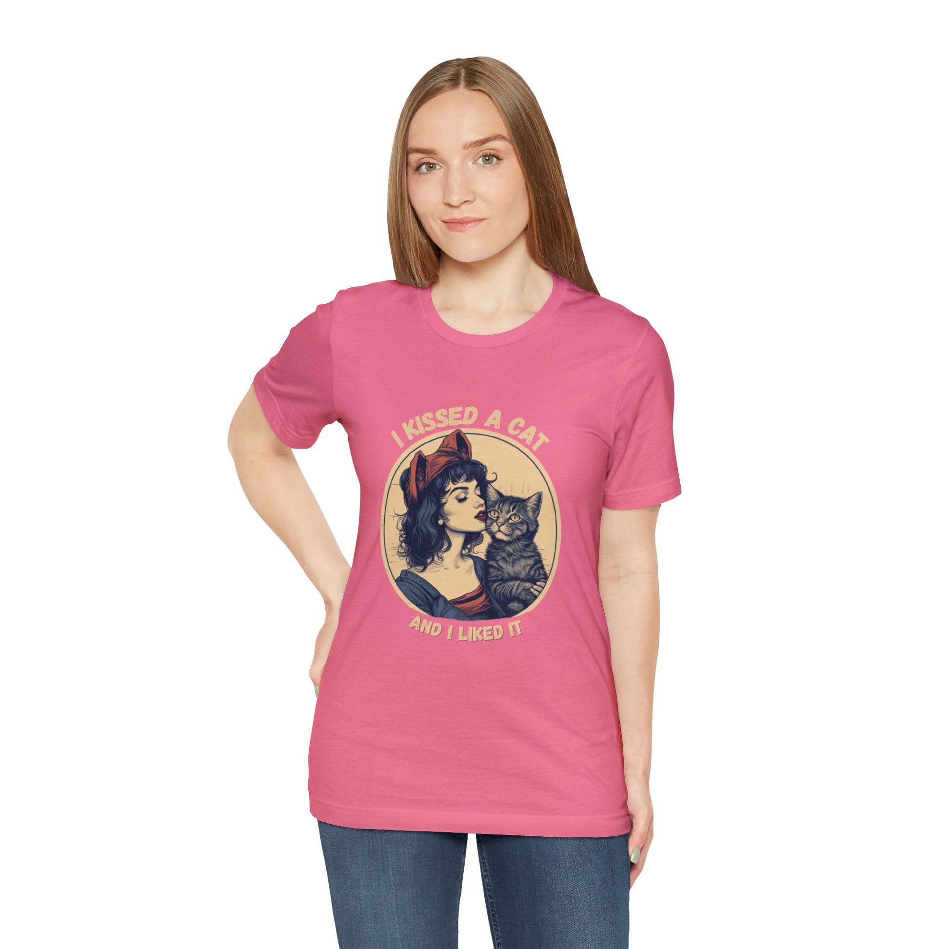 I kissed a cat and I liked it Tee Shirt |  Funny Unisex Short Sleeve Tee | Funny Cat Shirt - CrazyTomTShirts