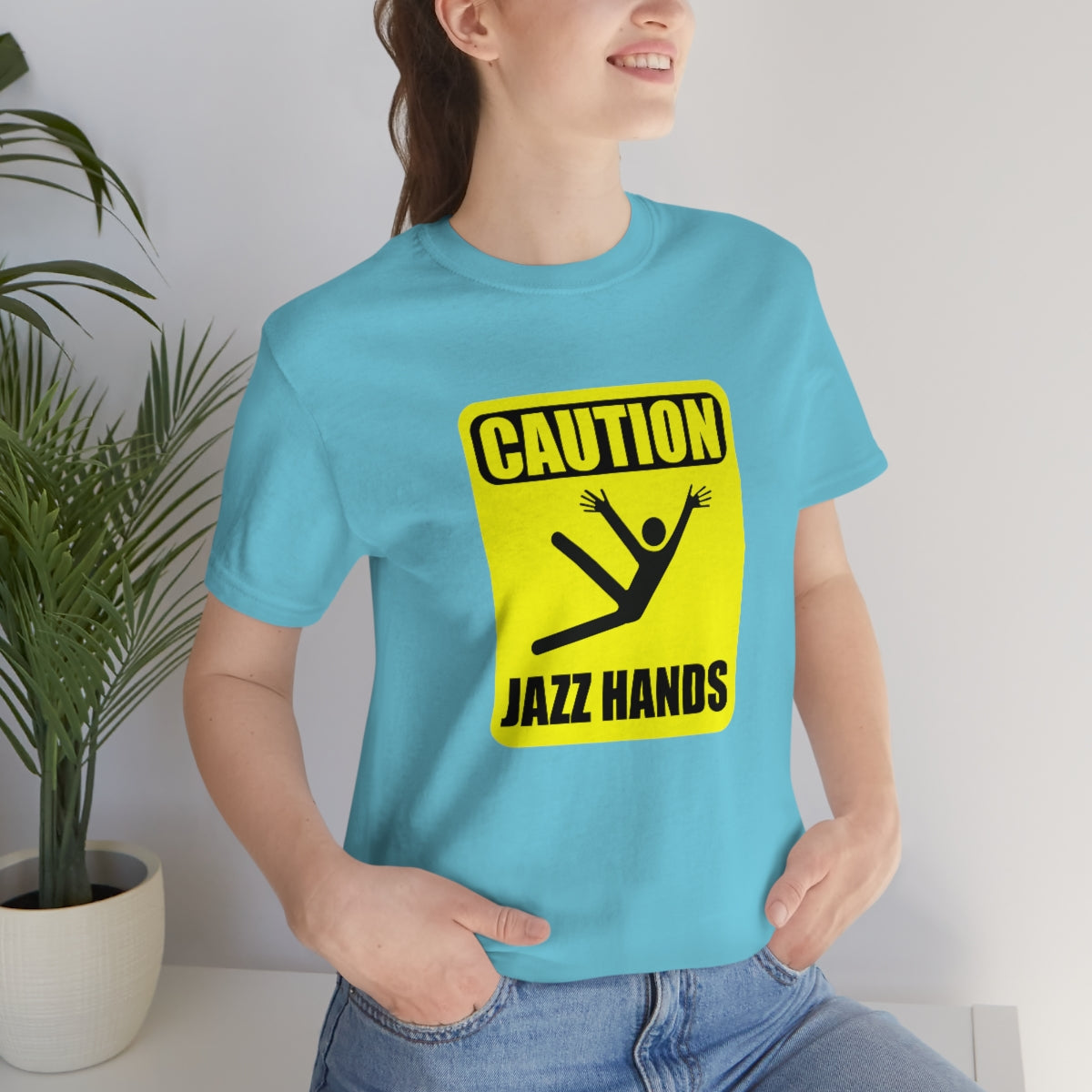 Caution Jazz hands - Funny - Unisex Short Sleeve Tee