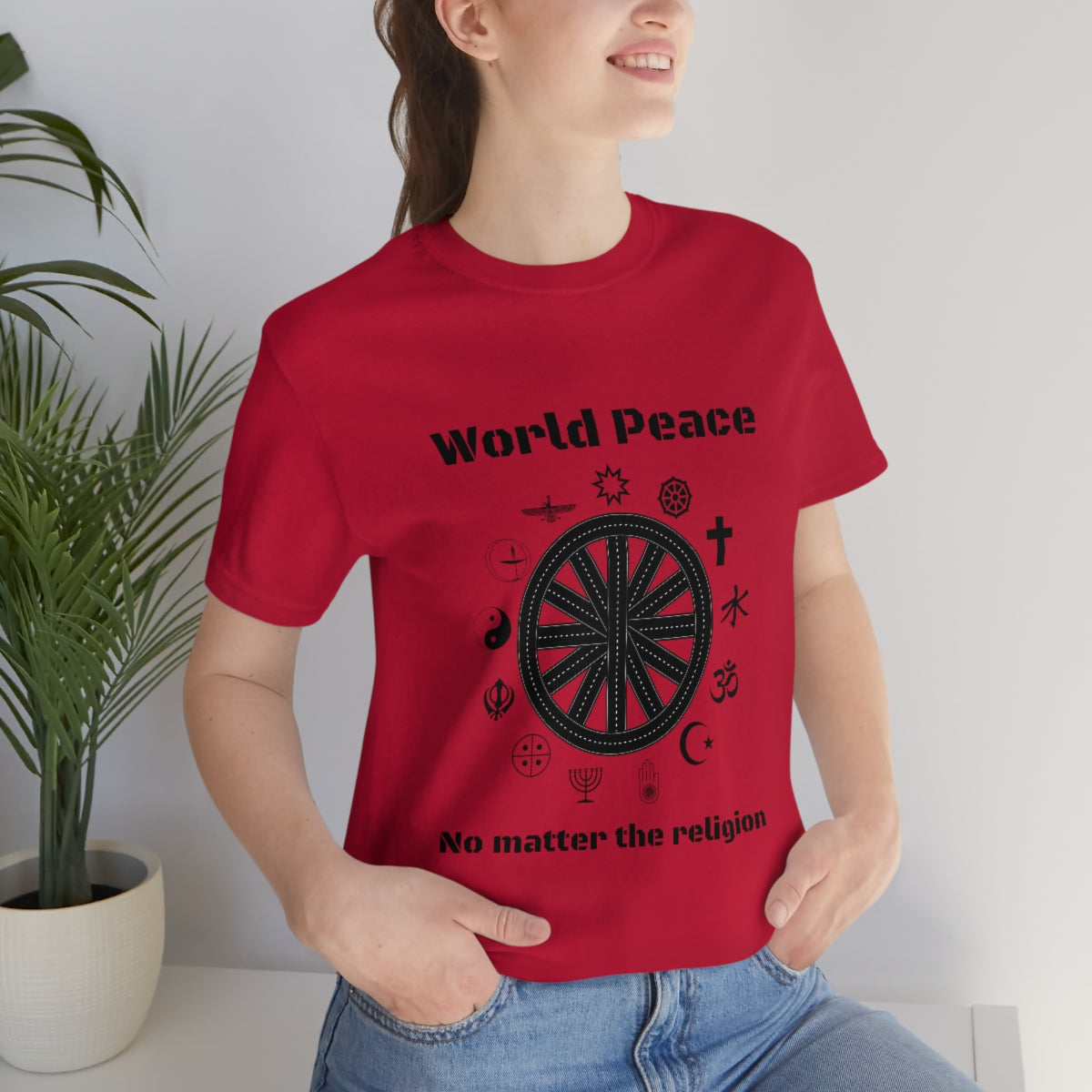 World peace no matter the religion - Unisex Short Sleeve Tee