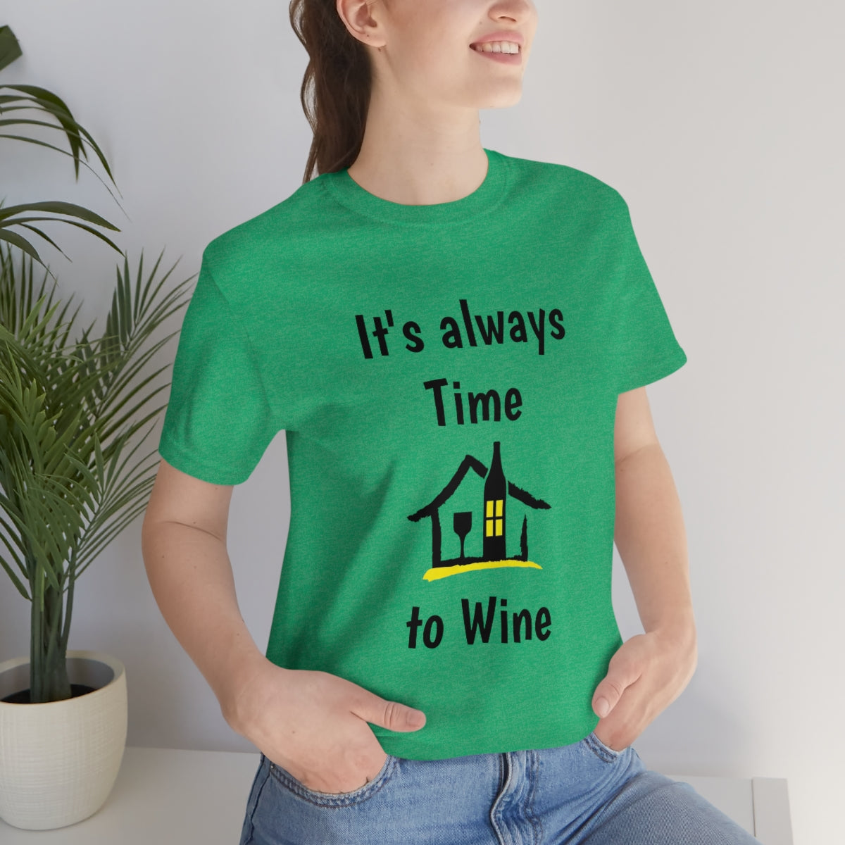It's always time to Wine - Funny Unisex Short Sleeve Tee - CrazyTomTShirts