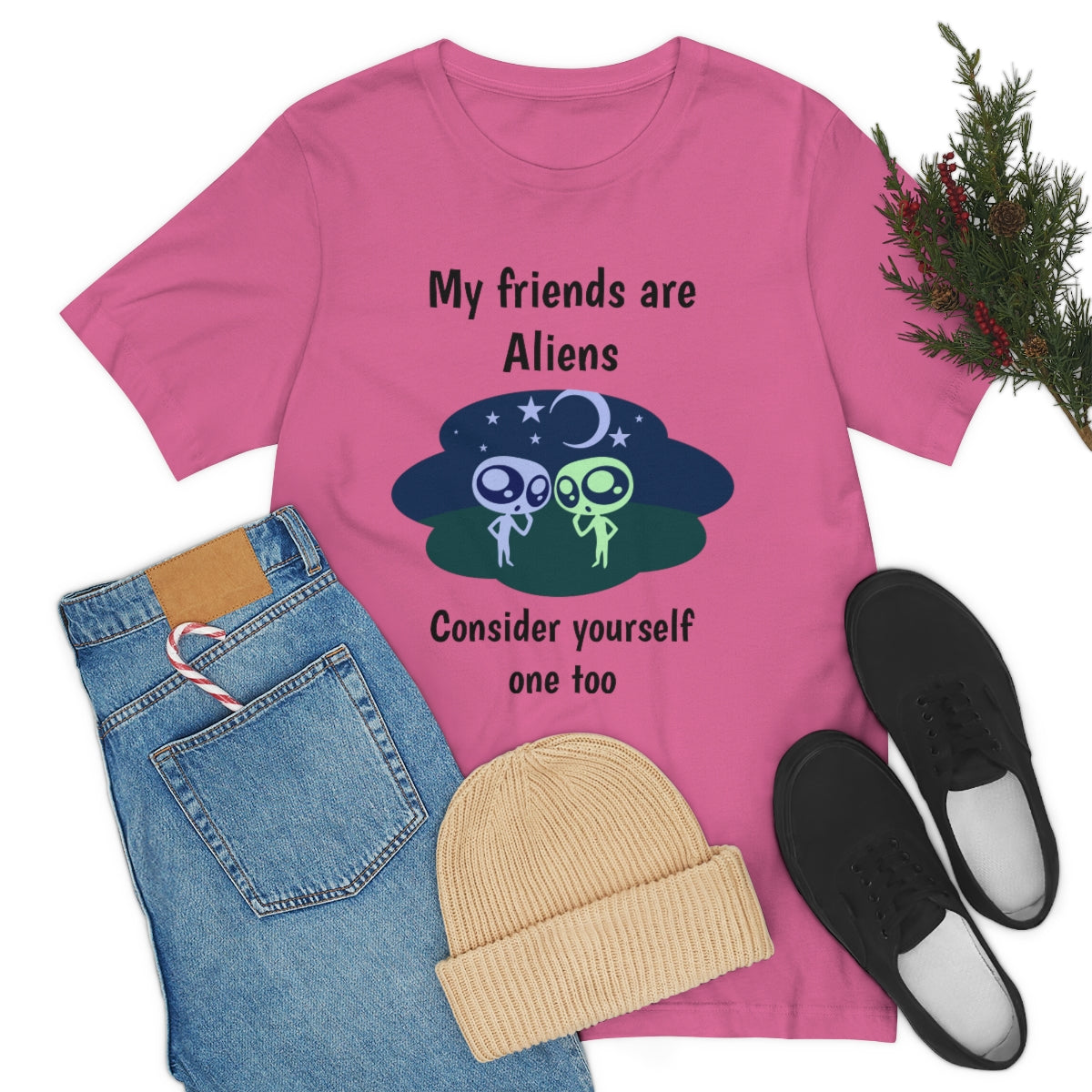 My friends are aliens - Funny Unisex Short Sleeve Tee