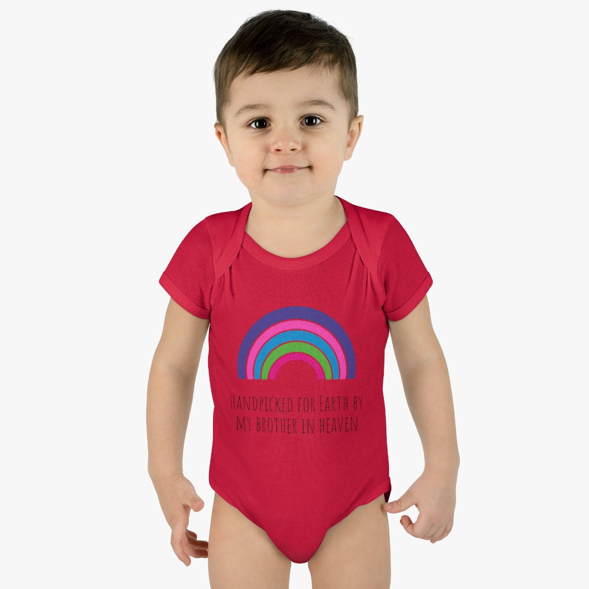 Handpicked for Earth by my Brother in Heaven - Infant Baby Rib Bodysuit - CrazyTomTShirts