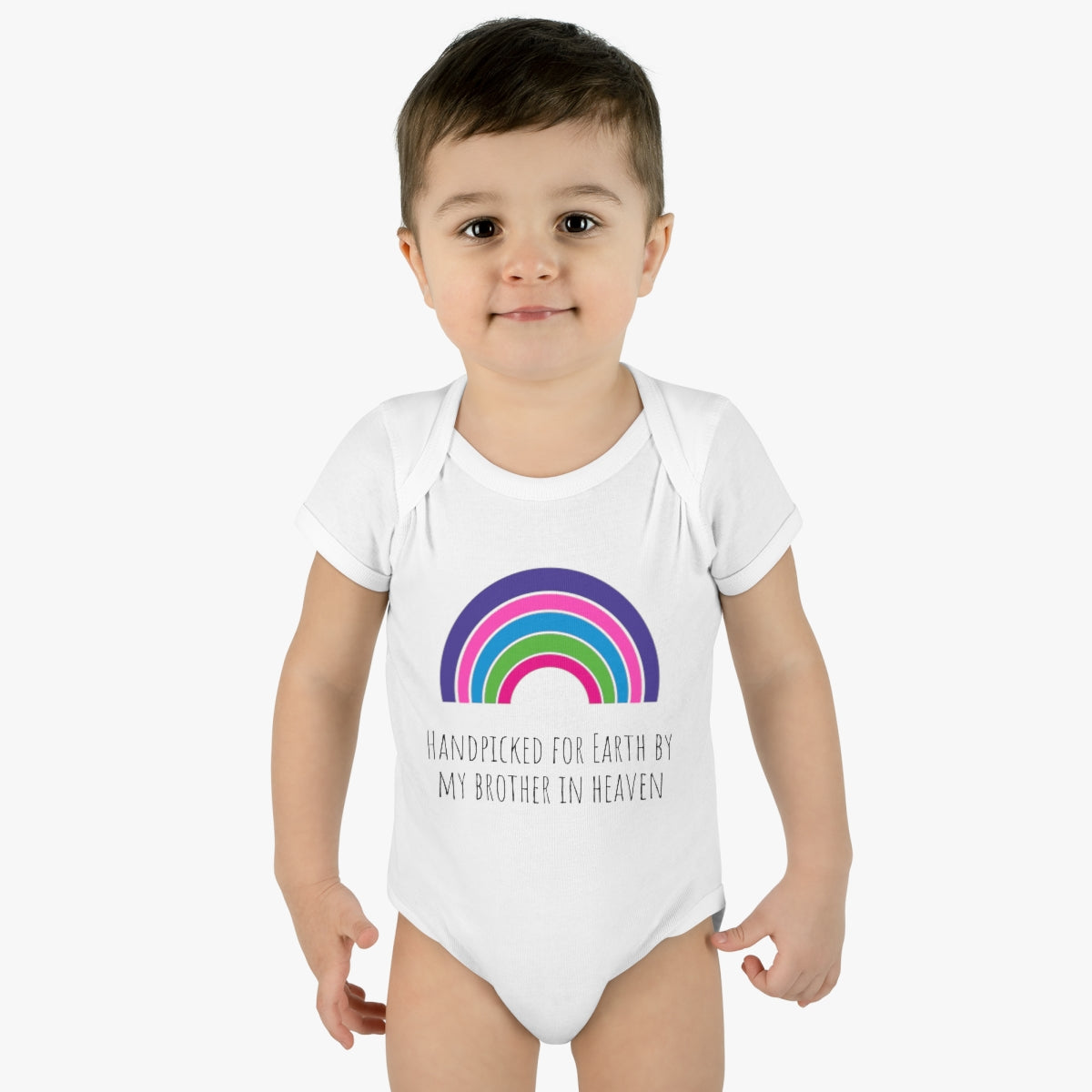 Handpicked for Earth by my Brother in Heaven - Infant Baby Rib Bodysuit - CrazyTomTShirts