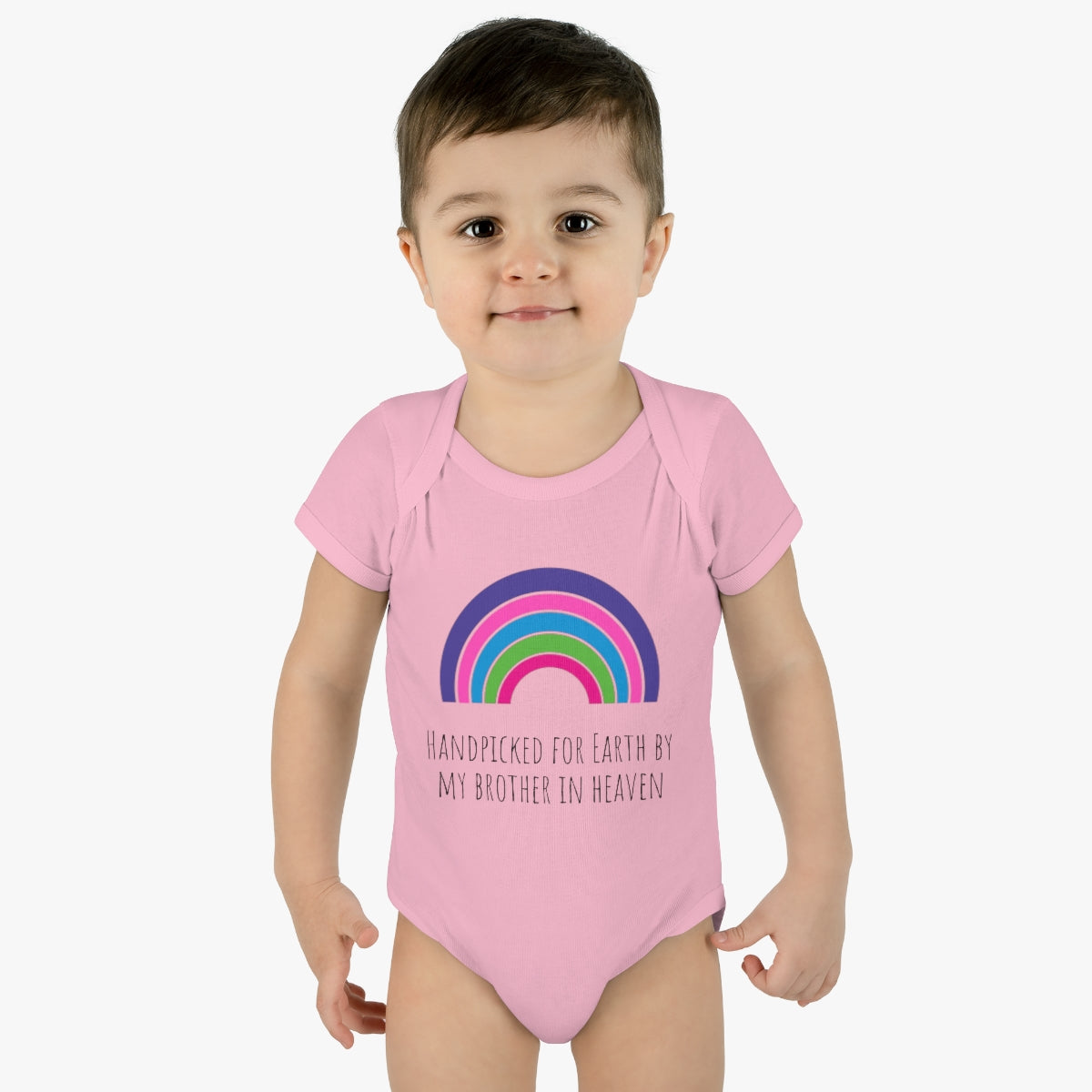 Handpicked for Earth by my Brother in Heaven - Infant Baby Rib Bodysuit - CrazyTomTShirts