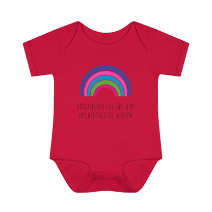 Handpicked for Earth by my Brother in Heaven - Infant Baby Rib Bodysuit - CrazyTomTShirts