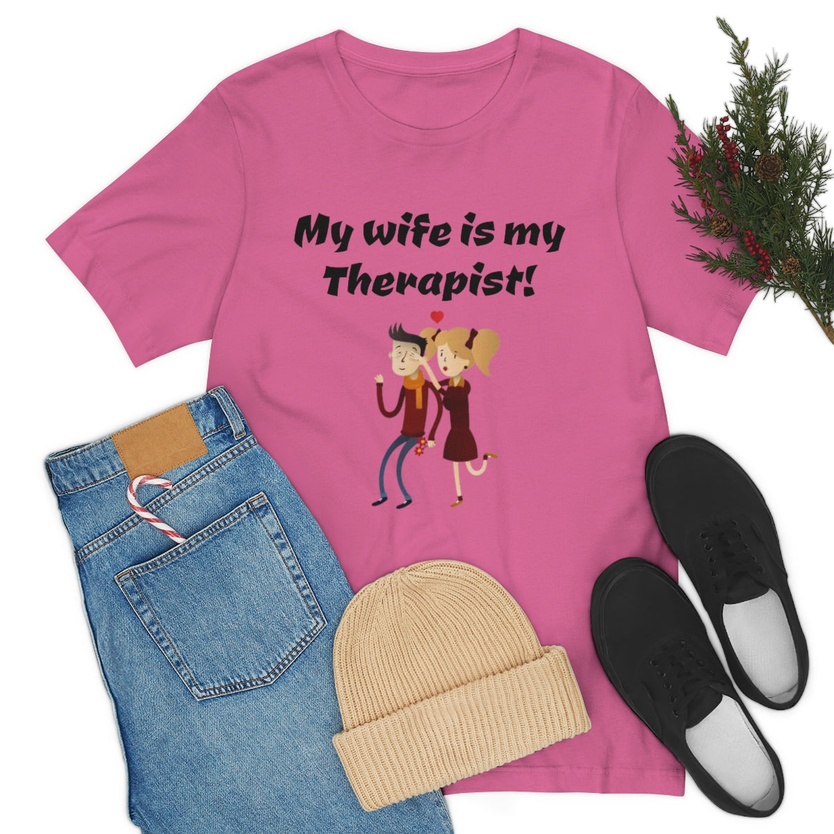 My wife is my Therapist- Funny Unisex Short Sleeve Tee