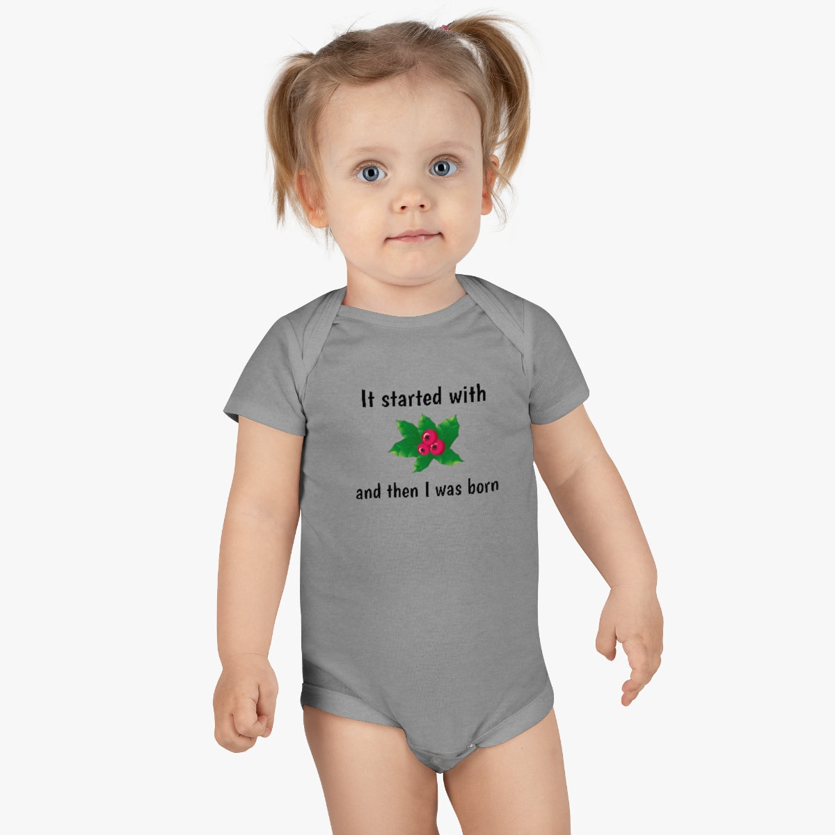 It started with mistletoe... Baby Short Sleeve Onesie® - CrazyTomTShirts