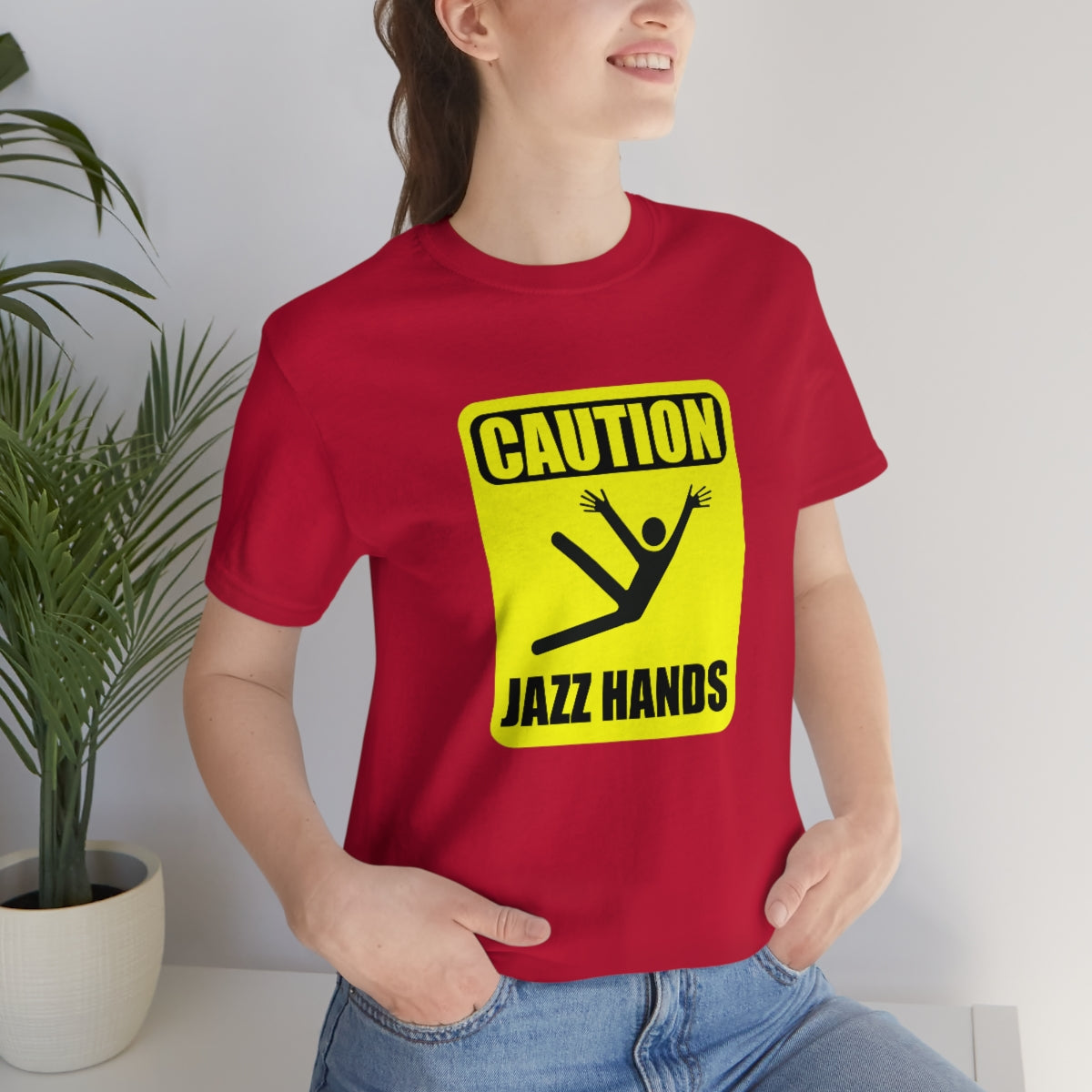 Caution Jazz hands - Funny - Unisex Short Sleeve Tee