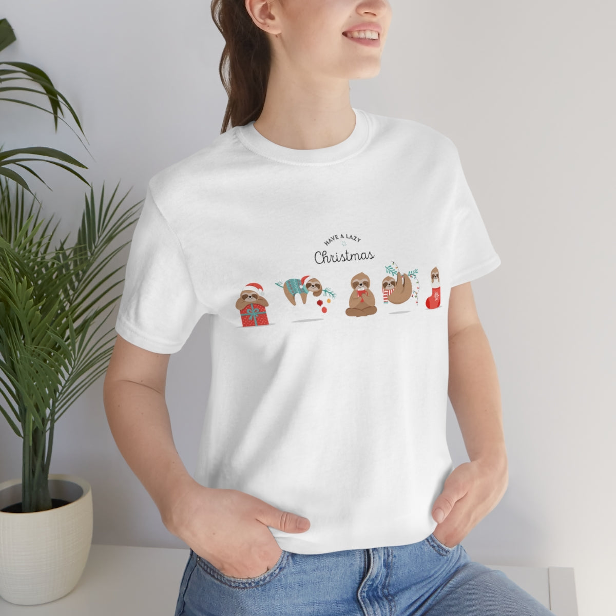 Have a Lazy Christmas - Funny Sloth Unisex Short Sleeve Tee - CrazyTomTShirts