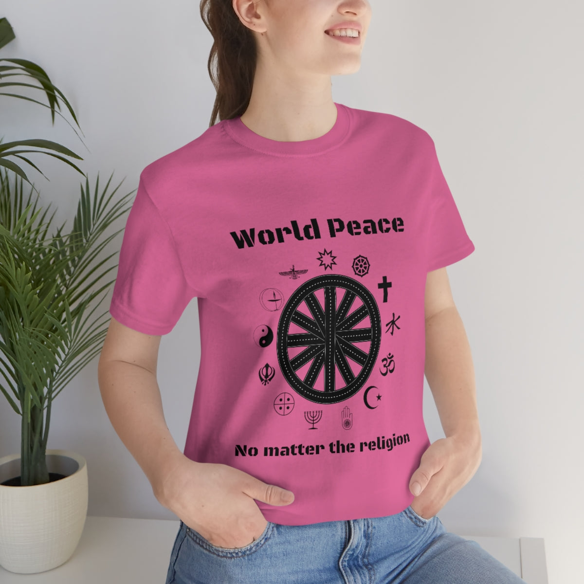 World peace no matter the religion - Unisex Short Sleeve Tee