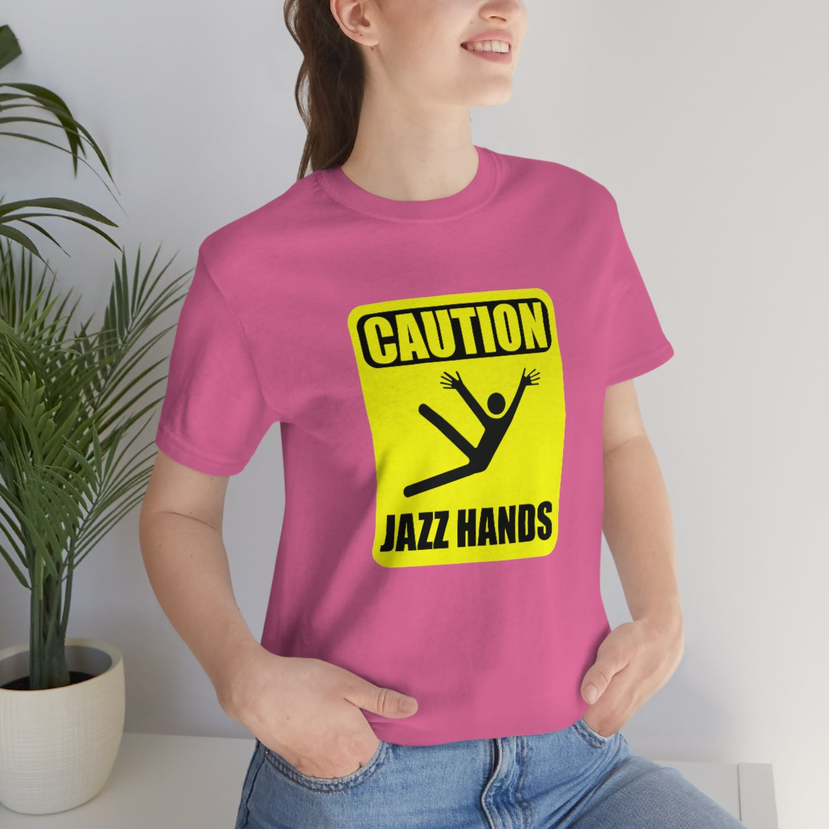 Caution Jazz hands - Funny - Unisex Short Sleeve Tee