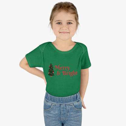 Merry and bright - Infant Baby Rib Bodysuit - CrazyTomTShirts