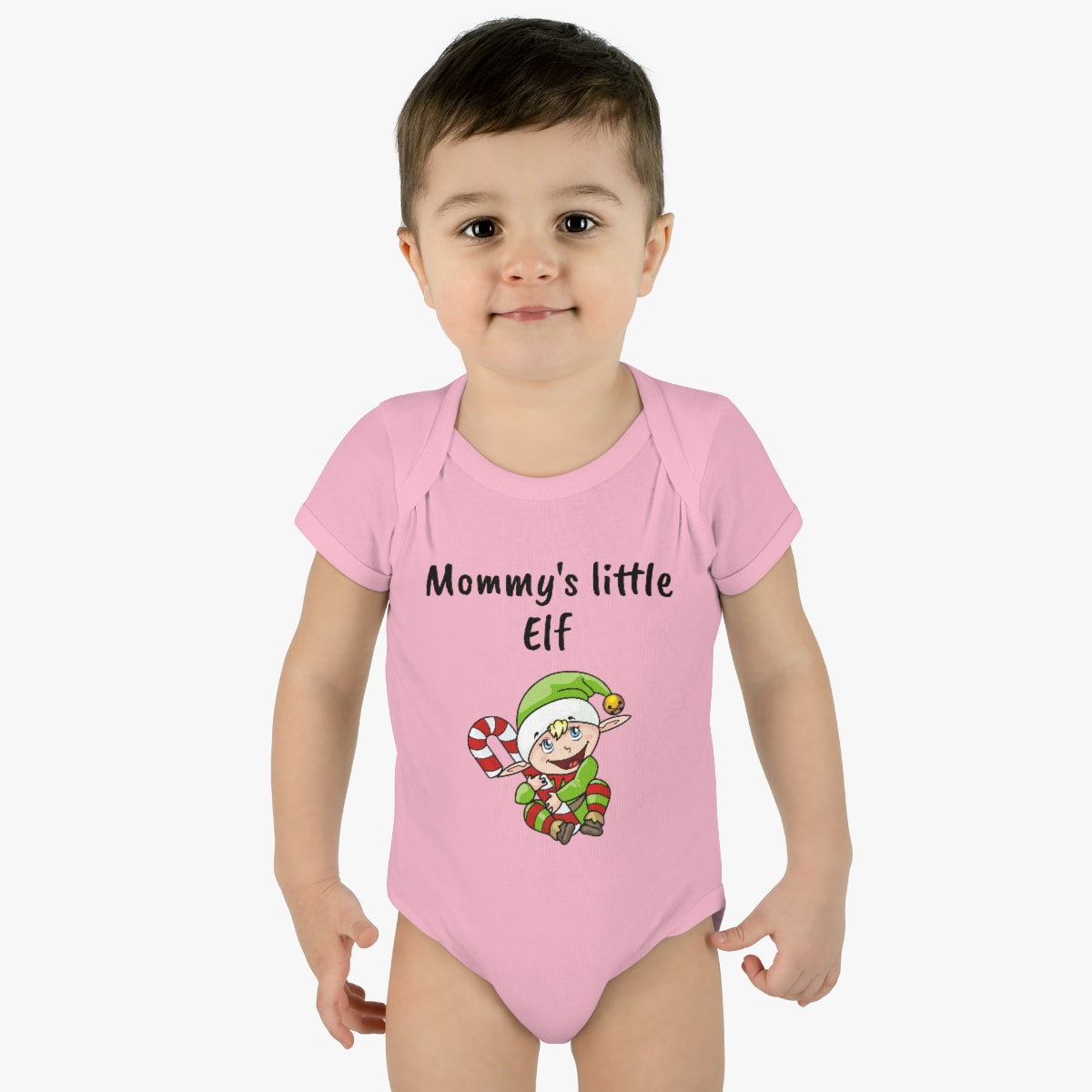 Mommy's little Elf - Infant Baby Rib Bodysuit - CrazyTomTShirts