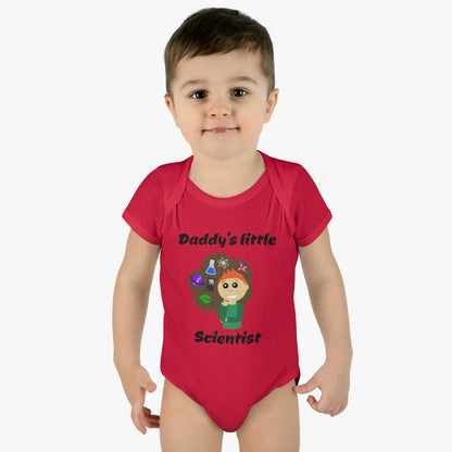 Daddy's little scientist - Infant Baby Rib Bodysuit - CrazyTomTShirts