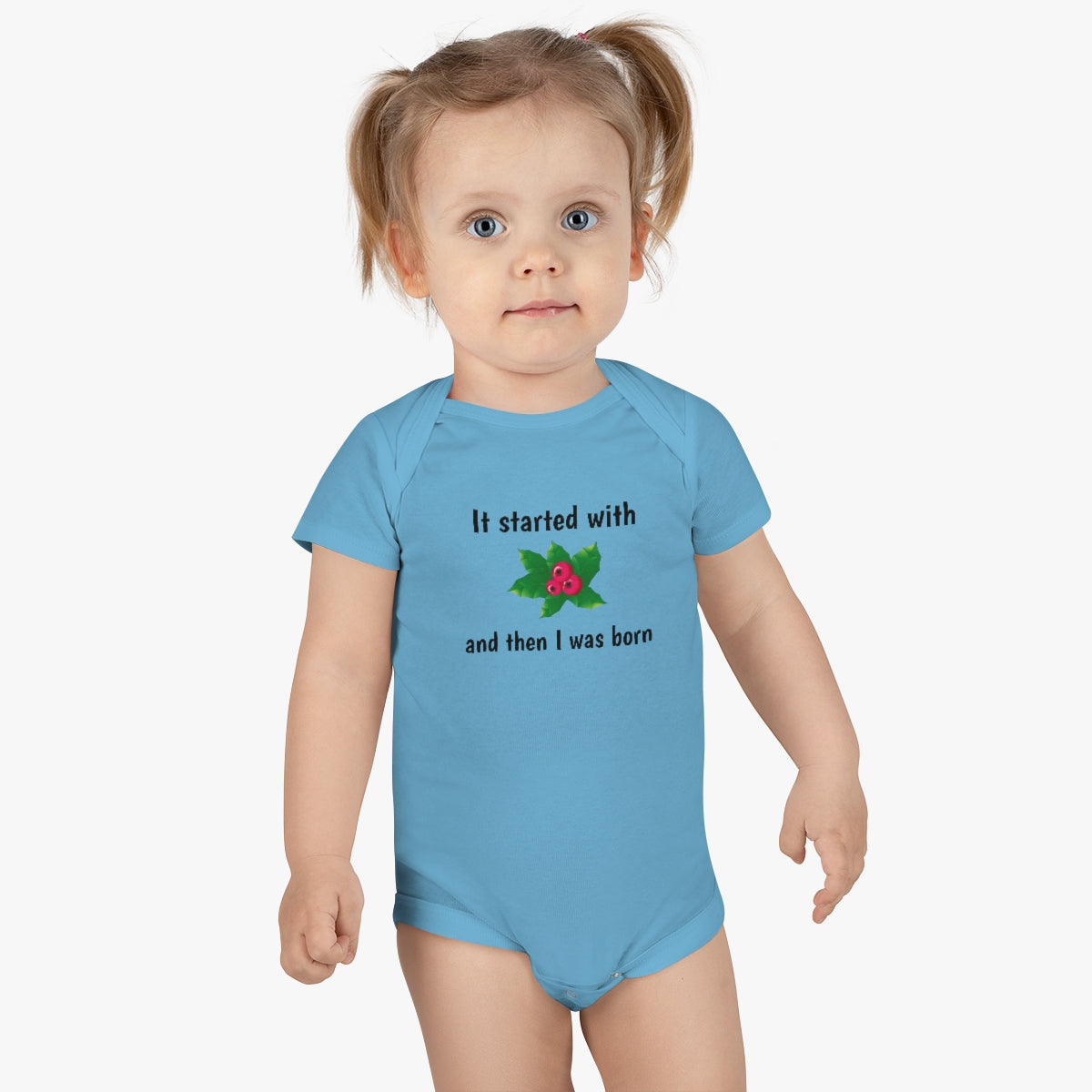 It started with mistletoe... Baby Short Sleeve Onesie® - CrazyTomTShirts