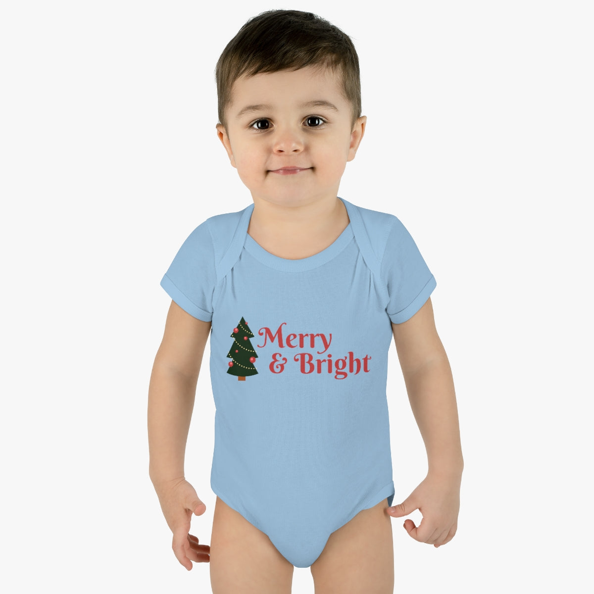 Merry and bright - Infant Baby Rib Bodysuit - CrazyTomTShirts