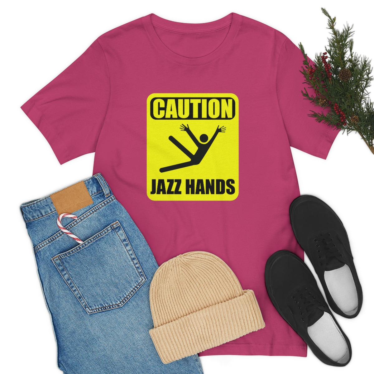 Caution Jazz hands - Funny - Unisex Short Sleeve Tee