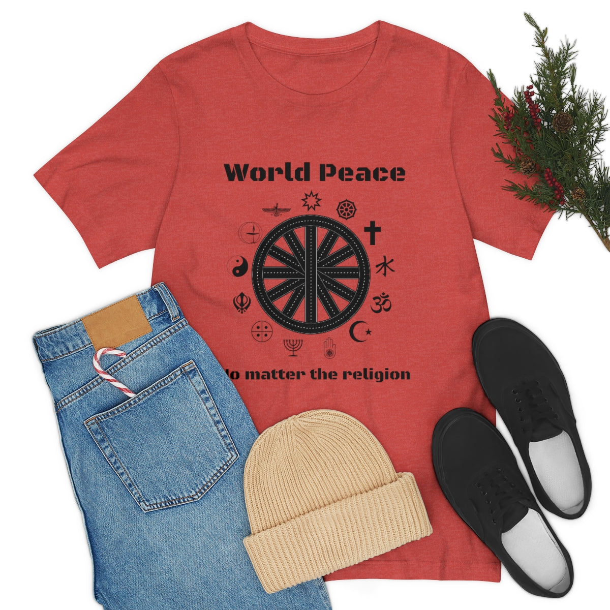 World peace no matter the religion - Unisex Short Sleeve Tee