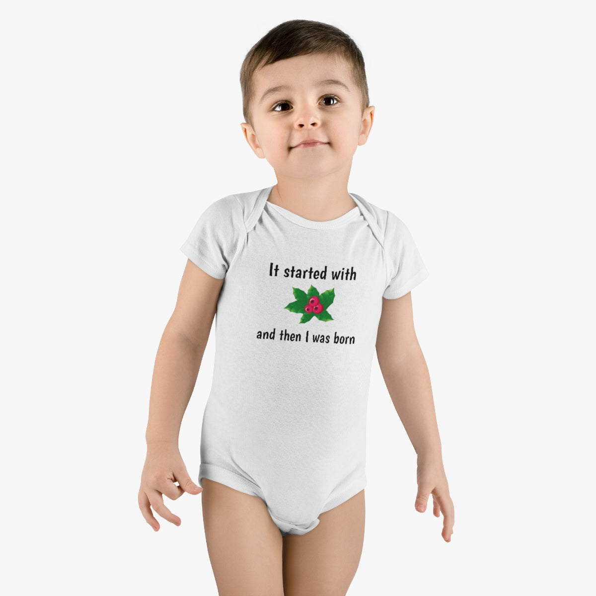 It started with mistletoe... Baby Short Sleeve Onesie® - CrazyTomTShirts