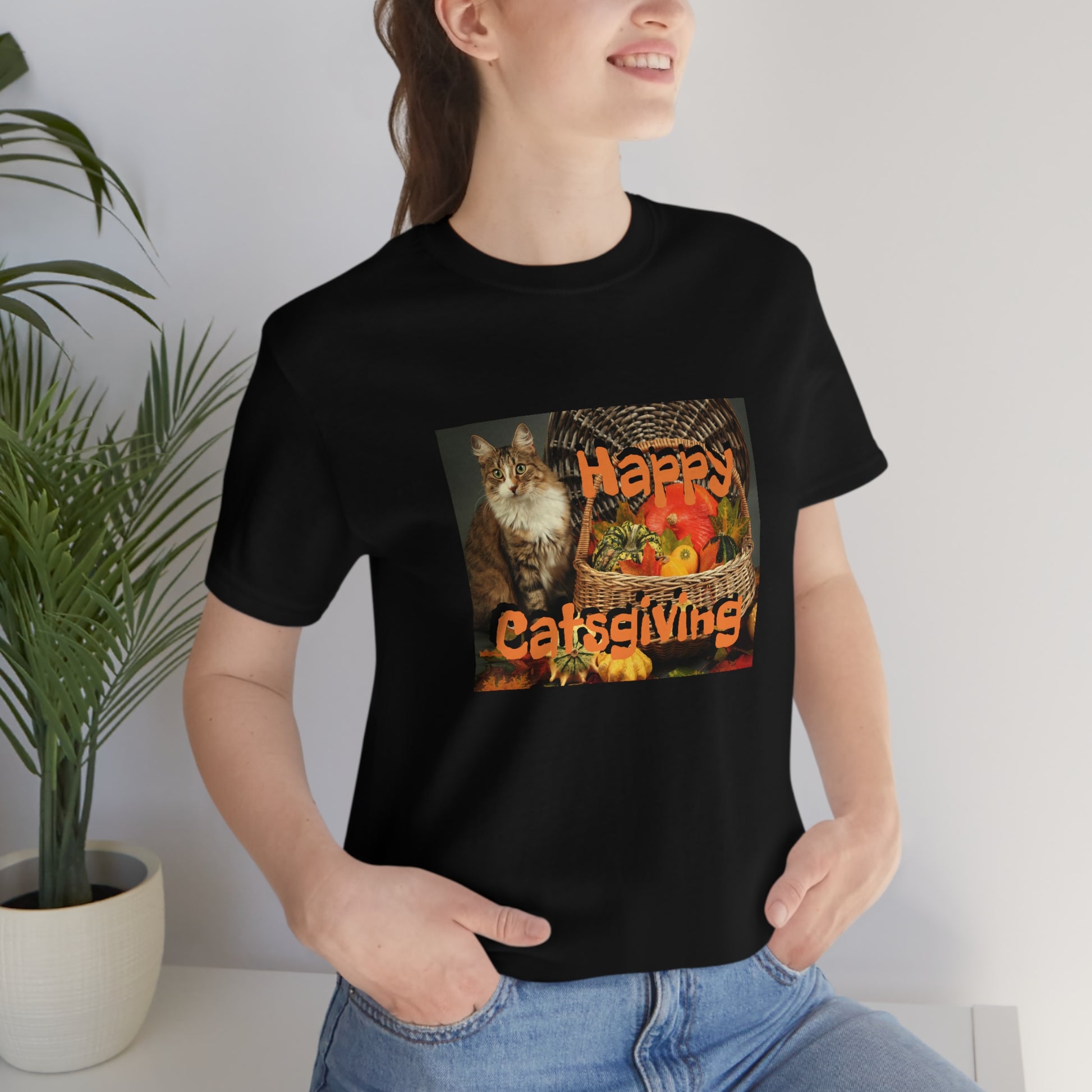 Happy Catsgiving - Funny THANKSGIVING CAT - Unisex Short Sleeve Tee