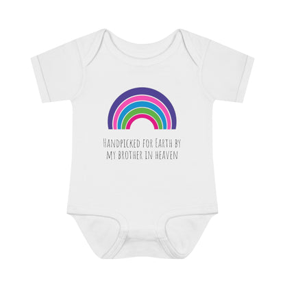 Handpicked for Earth by my Brother in Heaven - Infant Baby Rib Bodysuit - CrazyTomTShirts