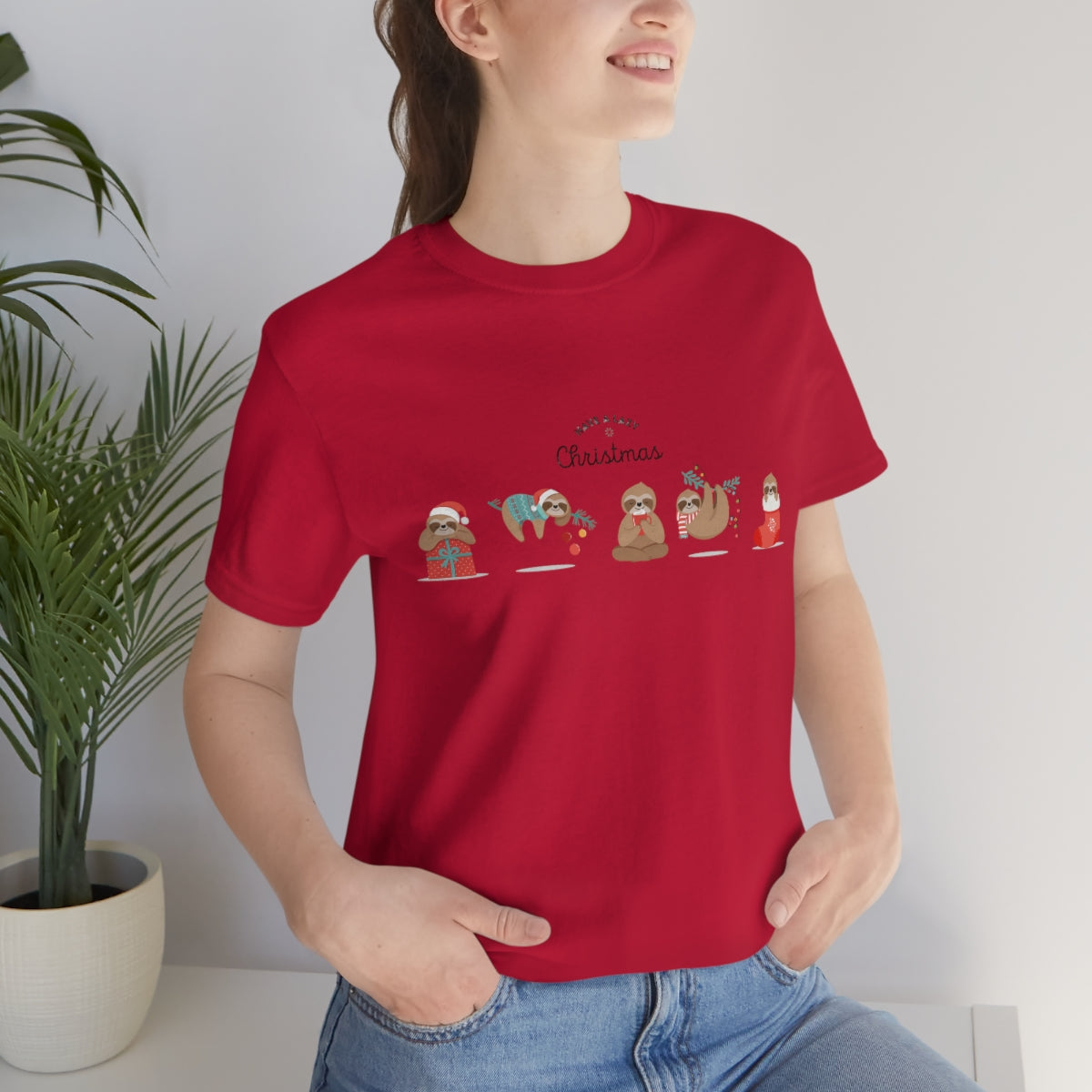 Have a Lazy Christmas - Funny Sloth Unisex Short Sleeve Tee - CrazyTomTShirts