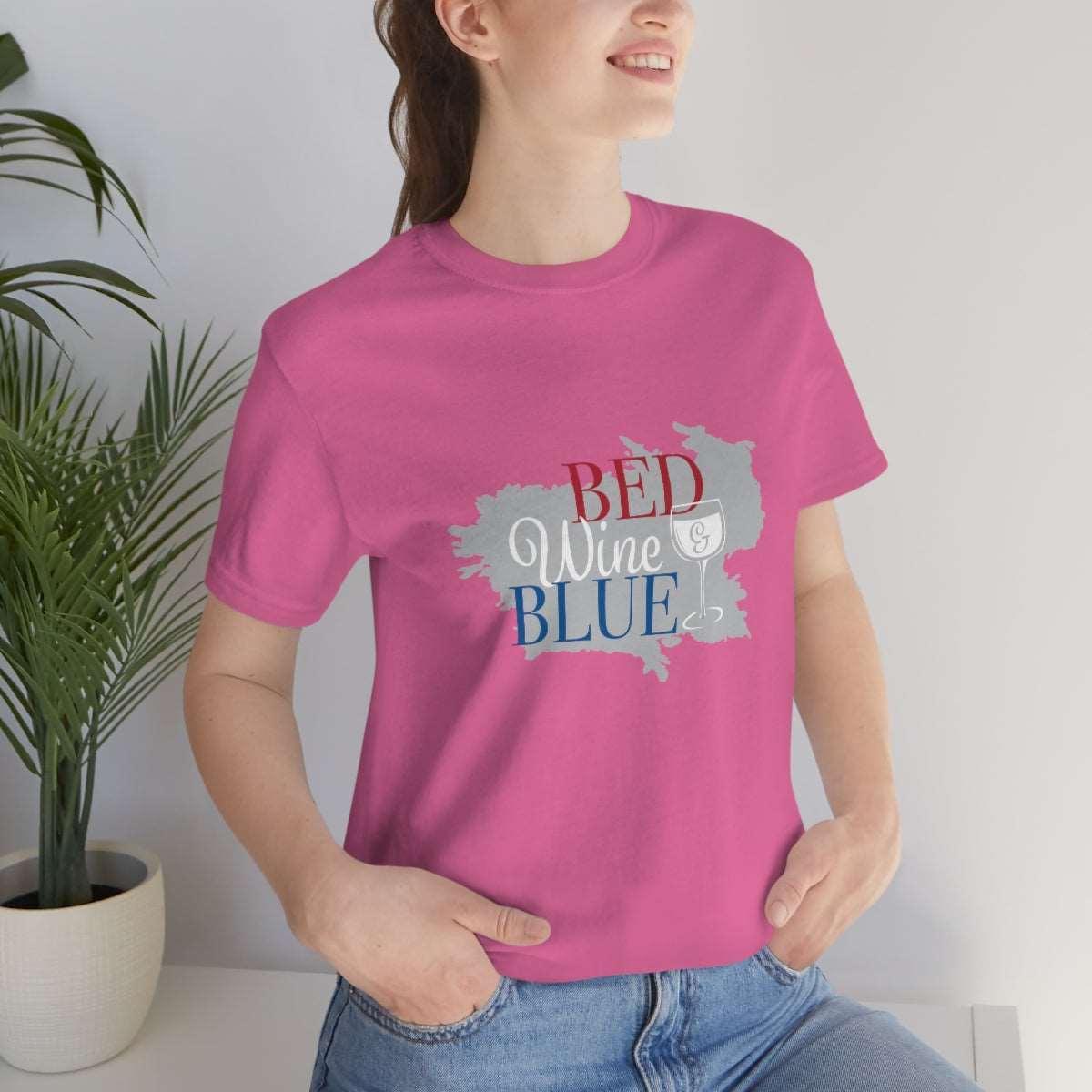 Bed wine blue - Funny Holiday - Unisex Short Sleeve Tee