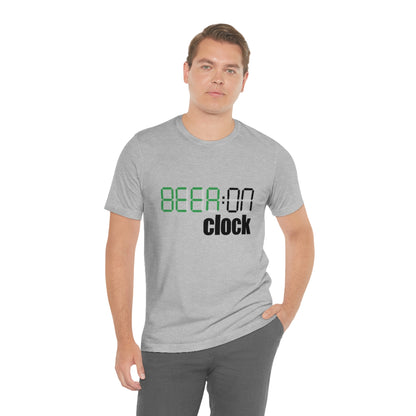 Beer on clock - Funny Unisex Short Sleeve Tee - CrazyTomTShirts